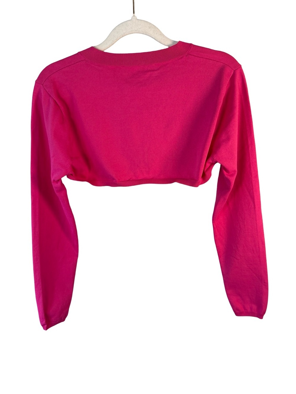 Zara Hot Pink Cropped Button-Up Bolero Cardigan Size L Y2K Festival Barbiecore - Picture 3 of 9